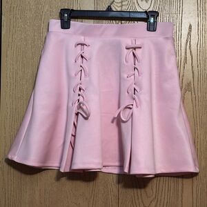 Hot Topic Pink Lace-Up Skater Skirt